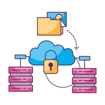 Cloud computing security database server Illustrazione stock