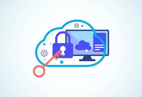 Cloud computing security design concept. Online security and data protectio.. 스톡 일러스트