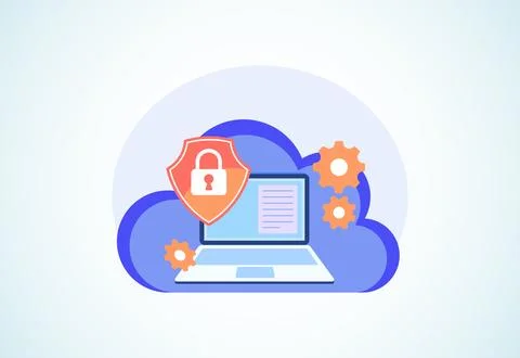 Cloud computing security design concept. Online security and data protectio.. Stock Illustration
