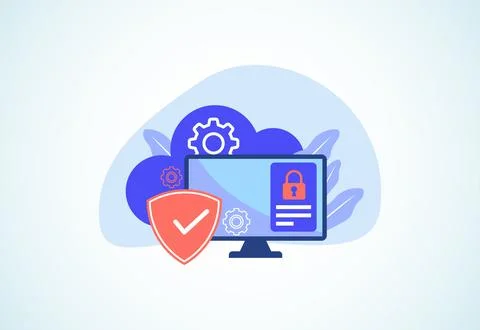 Cloud computing security design concept. Online security and data protectio.. 스톡 일러스트