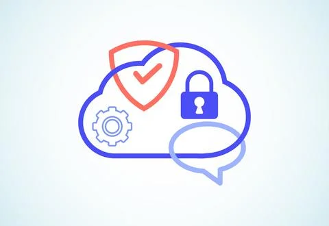 Cloud computing security design concept. Online security and data protectio.. 스톡 일러스트