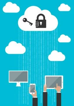 Cloud computing security flat concept Stock Illustration