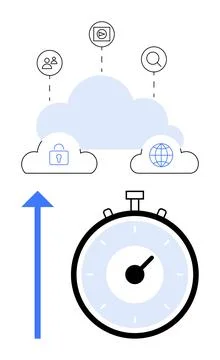 Cloud computing with security, global connectivity and speed 库存插图