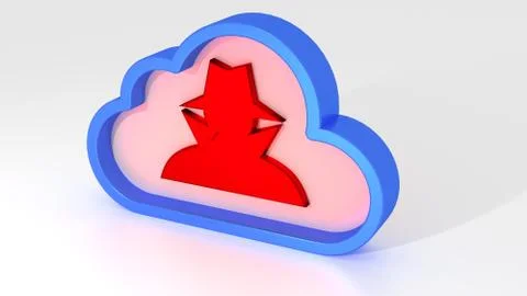 Cloud computing security hacker symbol on white Illustrazione stock