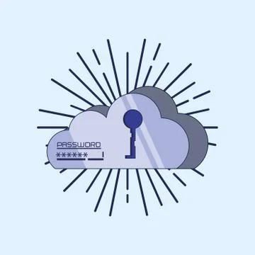 Cloud computing security icon Illustrazione stock