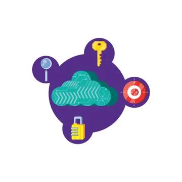 Cloud computing with security icons Stock Illustration