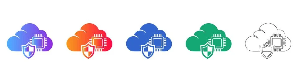 Cloud Computing Security Icons Stock Illustration