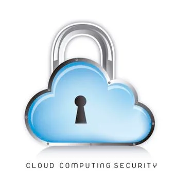 Cloud computing security icons over white background. vector Stock Illustration