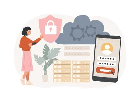 Cloud computing security isolated concept vector illustration. Stock Illustration
