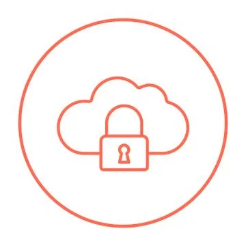 Cloud computing security line icon Stock Illustration