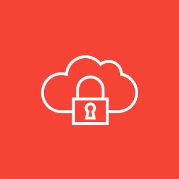Cloud computing security line icon 스톡 일러스트