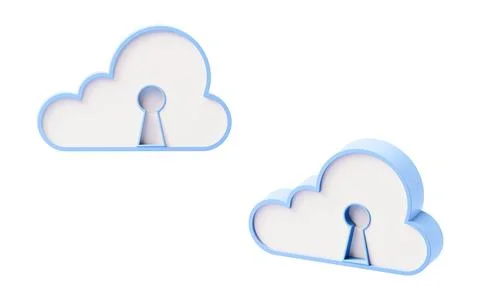 Cloud computing with security lock, 3d rendering. Stock Photos