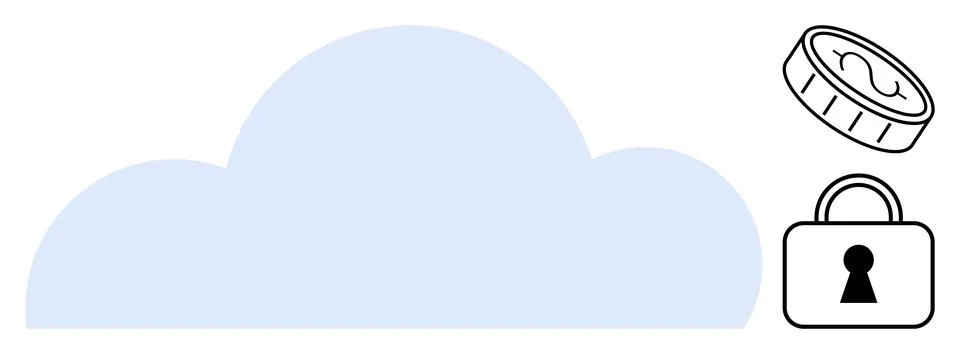 Cloud Computing with Security Lock and Coin for Financial Transactions and .. 스톡 일러스트