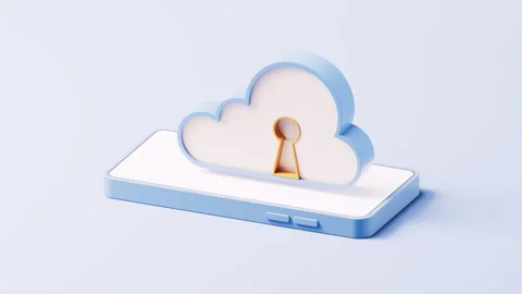 Cloud computing with security lock on mobile phone, 3d rendering. Stock Footage 272560201