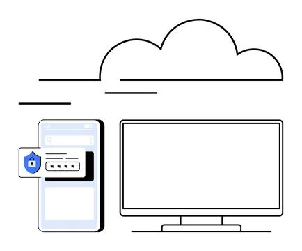 Cloud Computing Security with Mobile Authentication and Desktop Integration Stock Illustration