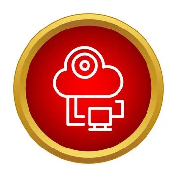 Cloud computing security monitor network red icon Stock Illustration