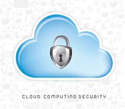 Cloud computing security over silhouette icons. vector illustration Stockillustratie
