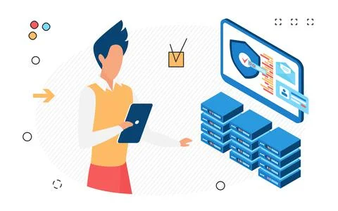 Cloud computing security protecting database technology Stock Illustration