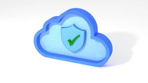 Cloud computing security shield symbol on white Illustrazione stock