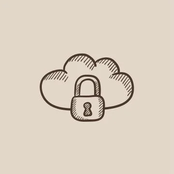 Cloud computing security sketch icon Stock Illustration