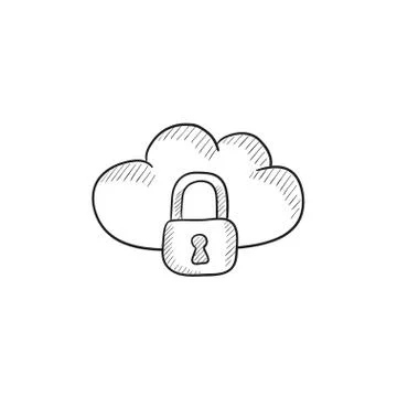 Cloud computing security sketch icon Stock Illustration