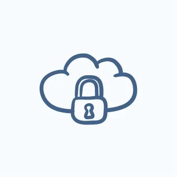 Cloud computing security sketch icon 스톡 일러스트