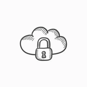 Cloud computing security sketch icon Stock Illustration