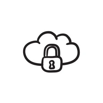 Cloud computing security sketch icon Illustrazione stock