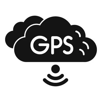 Cloud computing sending gps signal icon showing global positioning system Stock Illustration