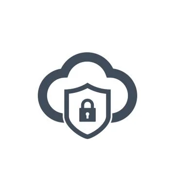 Cloud computing sequrity icon with shield and lock. vector illustration isola Stock Illustration