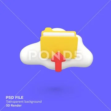 Cloud computing server and file folder management isolated 3d render icon i.. PSD Template