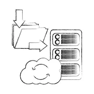 Cloud computing with server and folder 스톡 일러스트