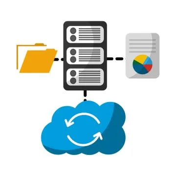 Cloud computing with server and set icons Stock Illustration