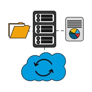 Cloud computing with server and set icons Illustrazione stock
