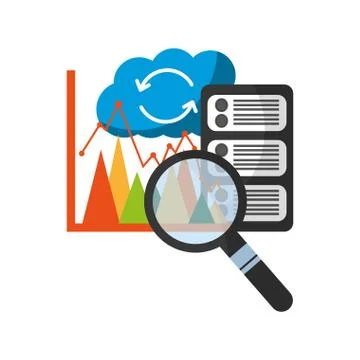 Cloud computing with server and set icons Stock Illustration