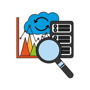 Cloud computing with server and set icons Stock Illustration