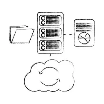 Cloud computing with server and set icons Stock Illustration