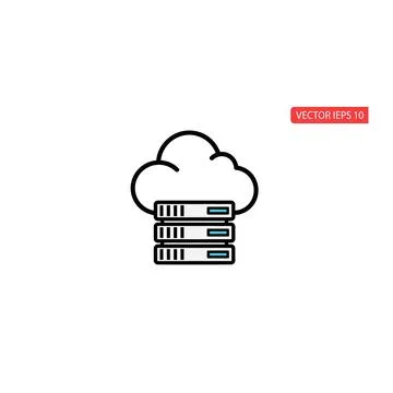 Cloud computing server architecture with data storage Stock Illustration