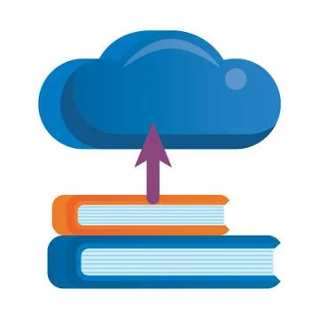 Cloud computing server with books technology Stock Illustration