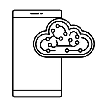 Cloud computing server with circuit and smartphone Stock Illustration