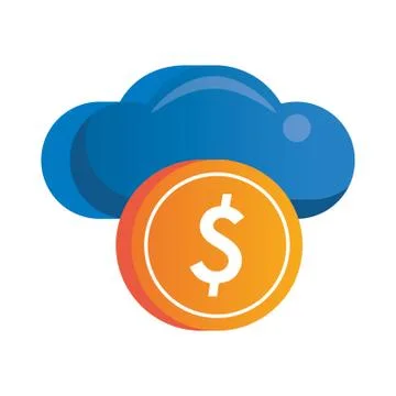 Cloud computing server with coin dollar money Stock Illustration