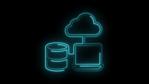 Cloud computing server connection network illustration with neon glow effect Stock Footage 322975058