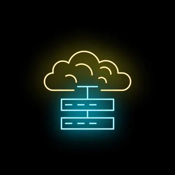Cloud computing server data network hosting icon neon Stock Illustration