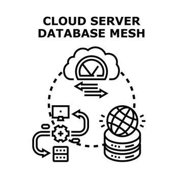 Cloud computing server database network mesh illustration Stock Illustration