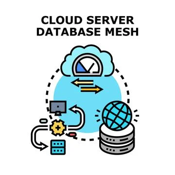 Cloud computing server database network mesh illustration Stock Illustration