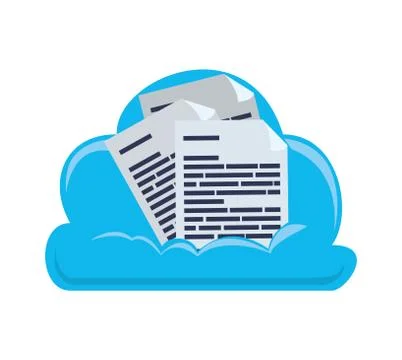 Cloud computing server with documents Stockillustratie
