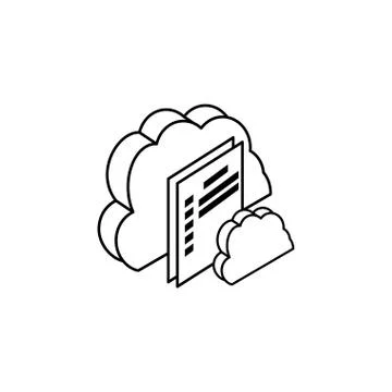 Cloud computing server with documents 库存插图