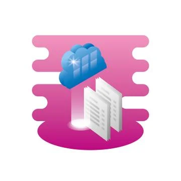 Cloud computing server with documents Stockillustratie