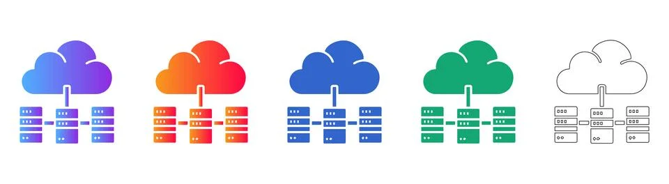 Cloud Computing &amp; Server Infrastructure Illustration Set: Data Center Icons イラスト素材