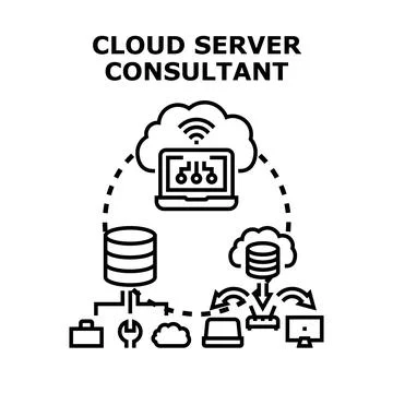 Cloud computing server infrastructure management consultant services Stockillustratie